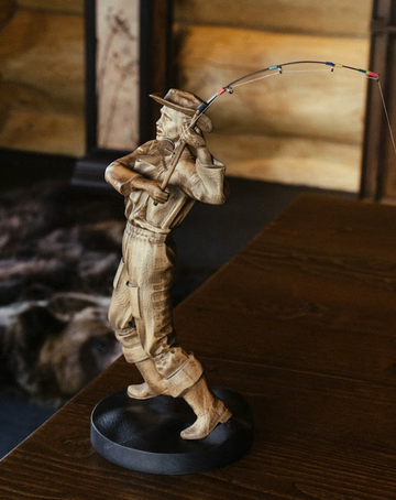 Wood Сarving Fisherman Figurine For 5th Anniversary Gift