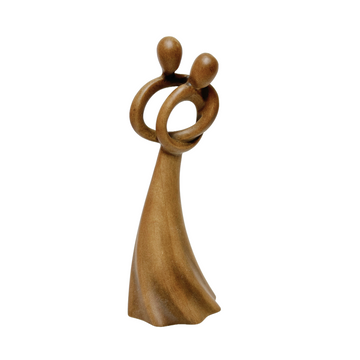 Pair Wood Anniversary Gift Statue For Wife Or Husband