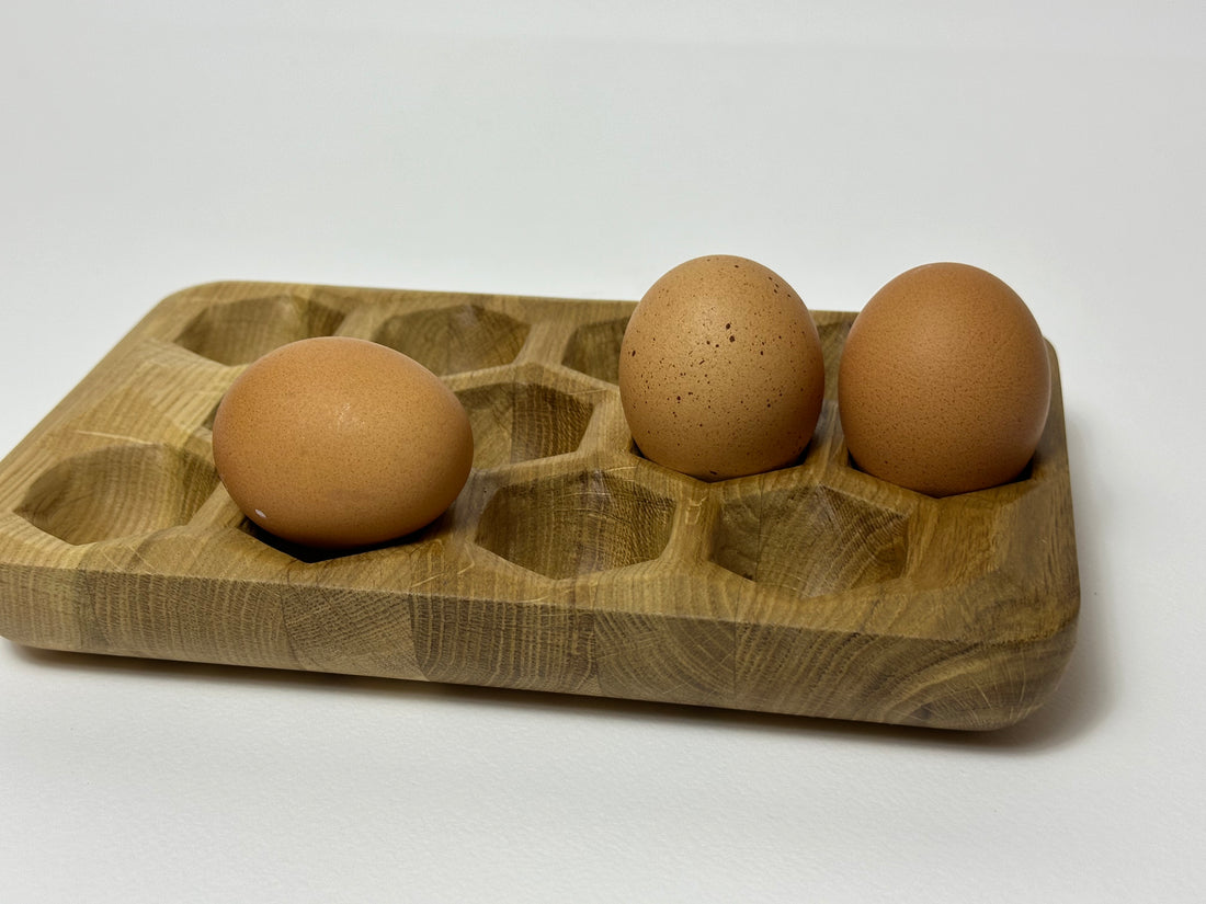 Natural Wooden Tray Holder for 12 Eggs