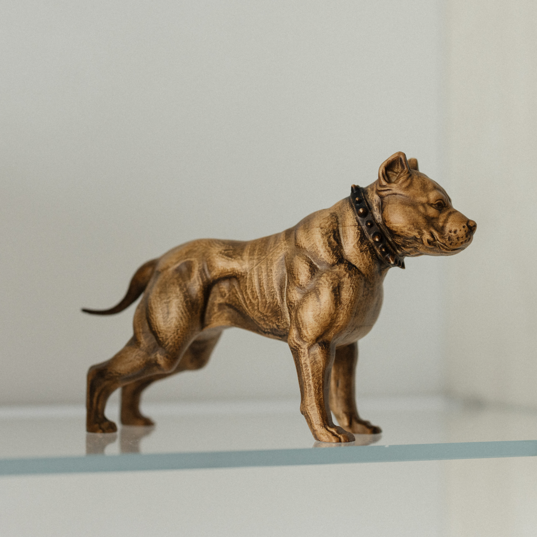 Wooden American Staffordshire Terrier Dog Figurine (Pitbull)