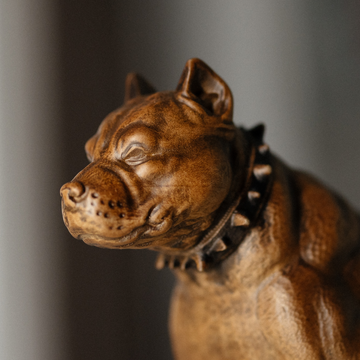 Wooden American Staffordshire Terrier Dog Figurine (Pitbull)