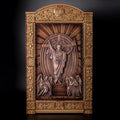 Wood Carving Altar Icon Jesus with Angels, Religious Catholic Icons of Our Lord, Jesus Icon Wood, Christian gifts