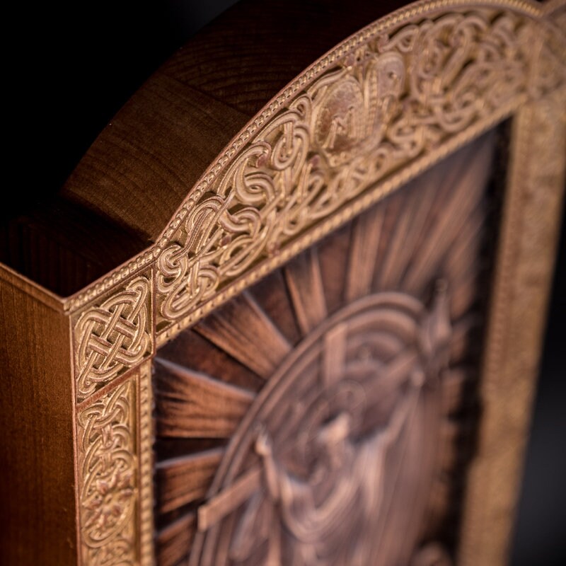 Wood Carving Altar Icon Jesus with Angels, Religious Catholic Icons of Our Lord, Jesus Icon Wood, Christian gifts
