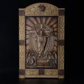 Wood Carving Altar Icon Jesus with Angels, Religious Catholic Icons of Our Lord, Jesus Icon Wood, Christian gifts