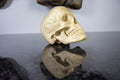 Wood carving Human Skull Replica, Wooden skull figurine, Halloween and Gothic Decor, Punk rocker gift