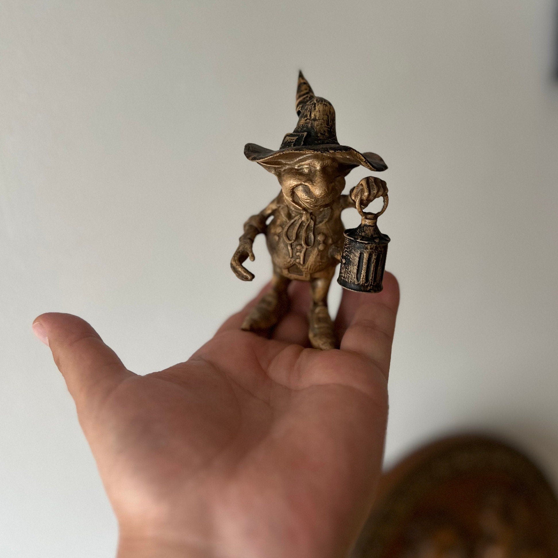 Wood carving mini gnome figurine bedsidetable decor, Small gnome statue for bookshelf decor and table decotation