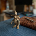 Wood carving mini gnome figurine bedsidetable decor, Small gnome statue for bookshelf decor and table decotation