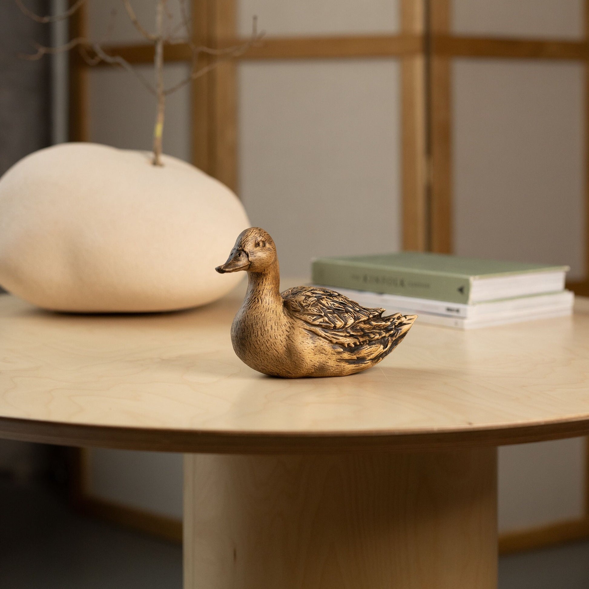 Duck wood sculpture, Wood carving duck decoy, Bird figurine farmhouse decor