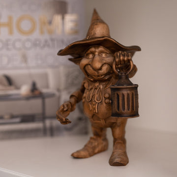 Wood carved Wooden gnome figurine bookshelf decor, Small garden gnome, Fairy garden miniatures