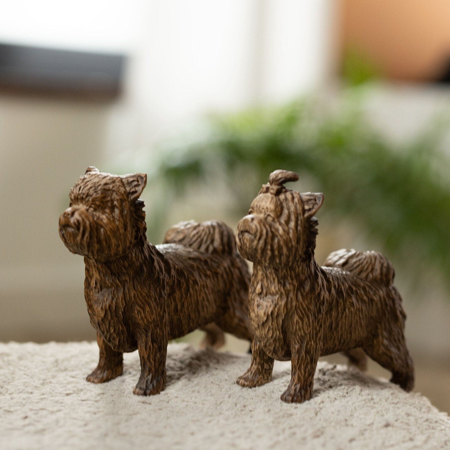 Yorkshire terrier statues Dog lovers gift, Wood carved yorkie sculpture, Small dog miniature for boolshelf decor