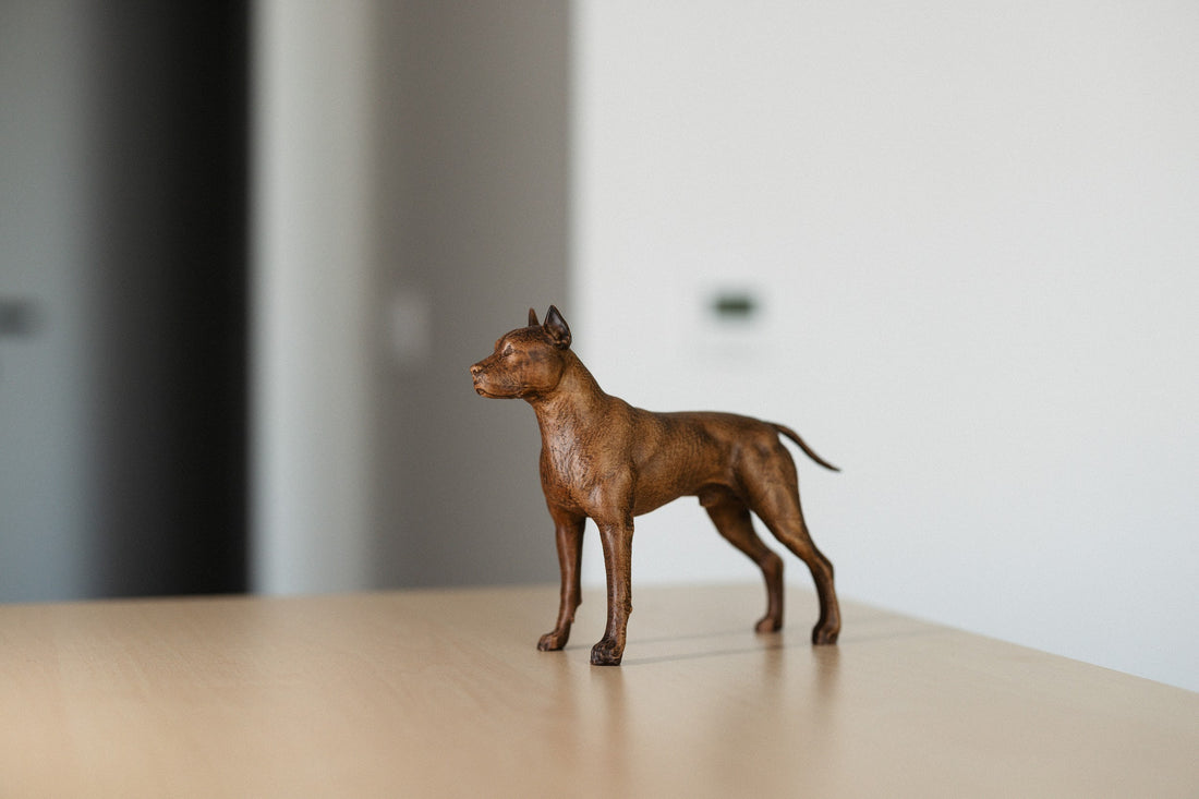 Pit Bull / Staffordshire Terrier Wooden Figurine – Handcrafted Beechwood Dog Sculpture
