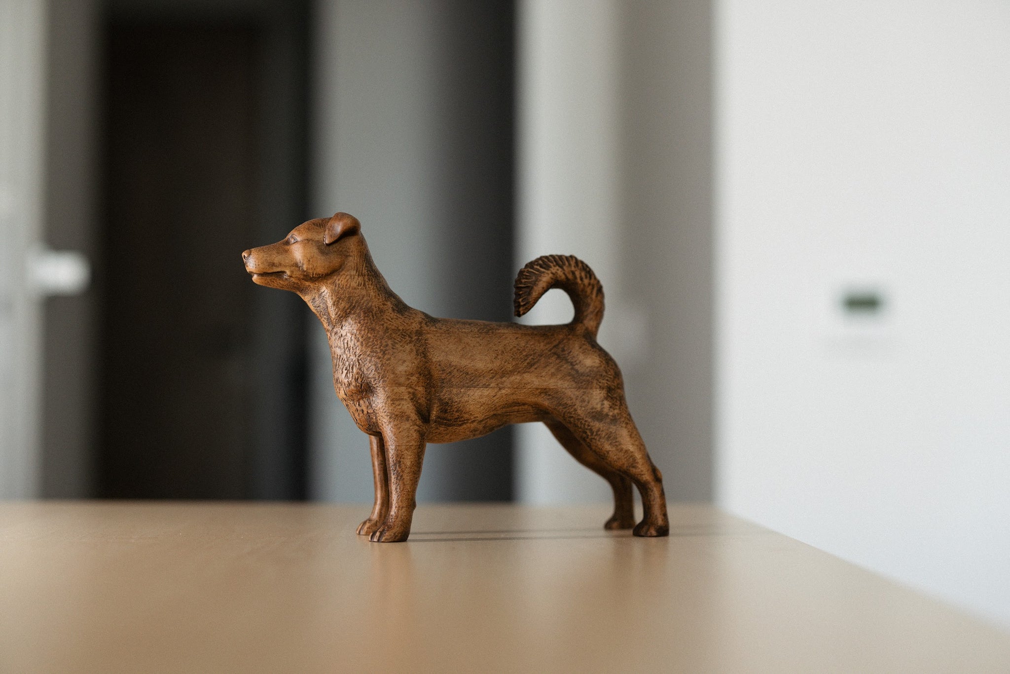 Jack Russell Terrier Wooden Figurine – Handcrafted Beechwood Dog Sculpture