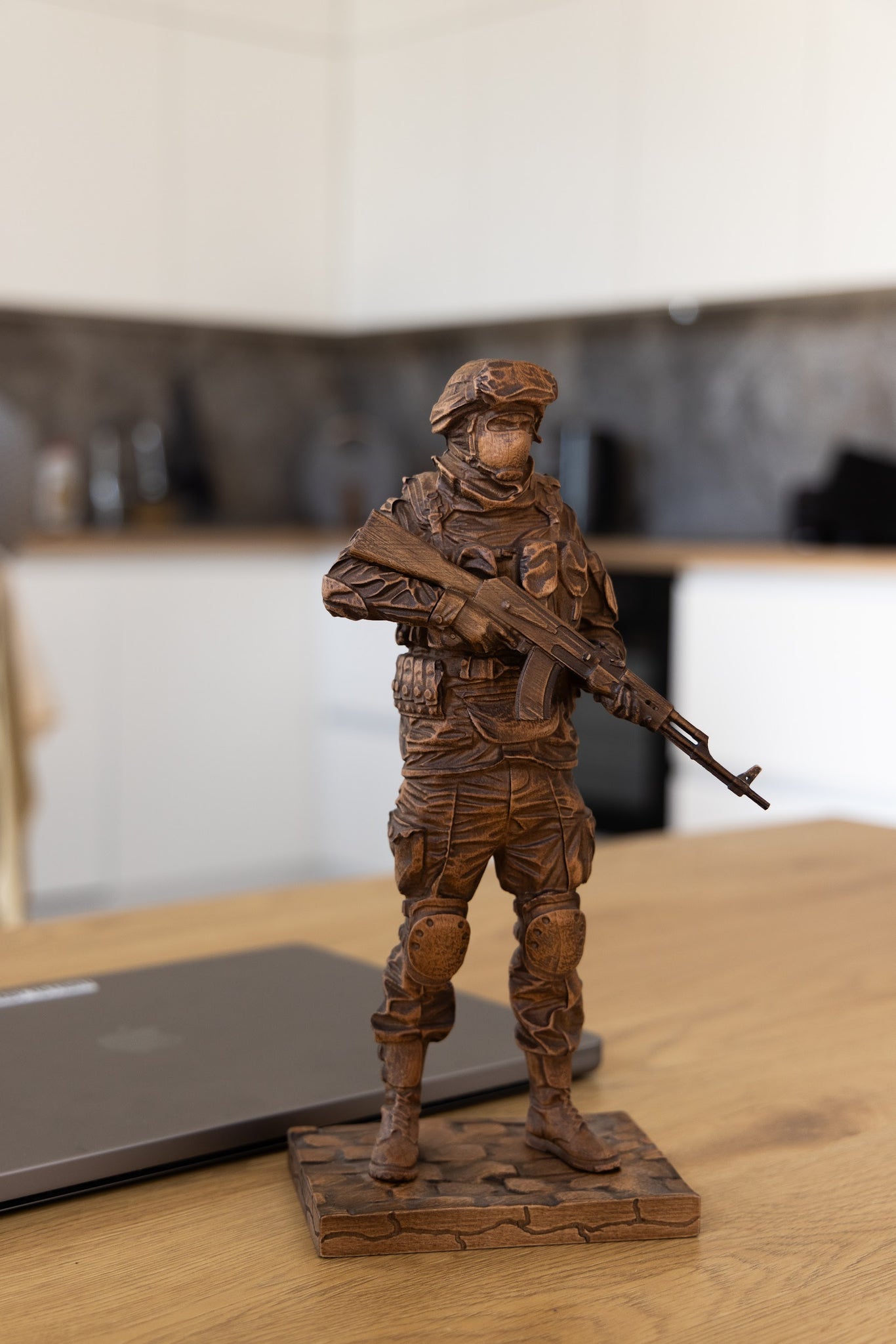 Wood Carved Sculpture of Soldier for Collection