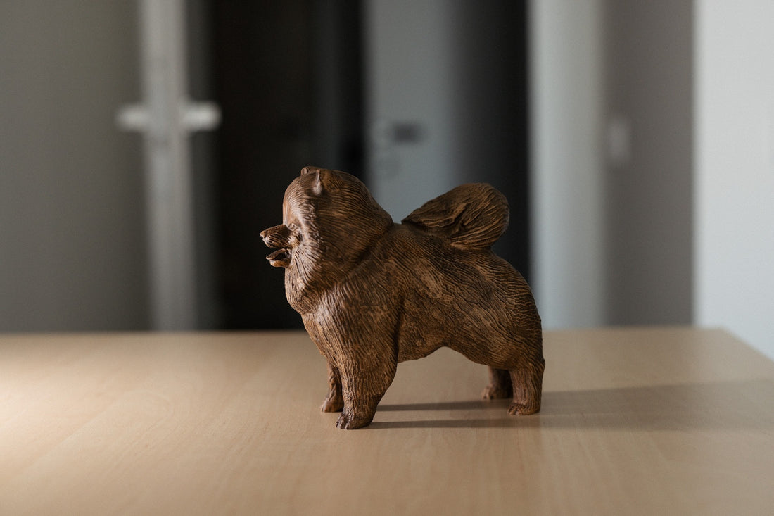 Chow Chow Wooden Figurine – Handcrafted Beechwood Dog Sculpture