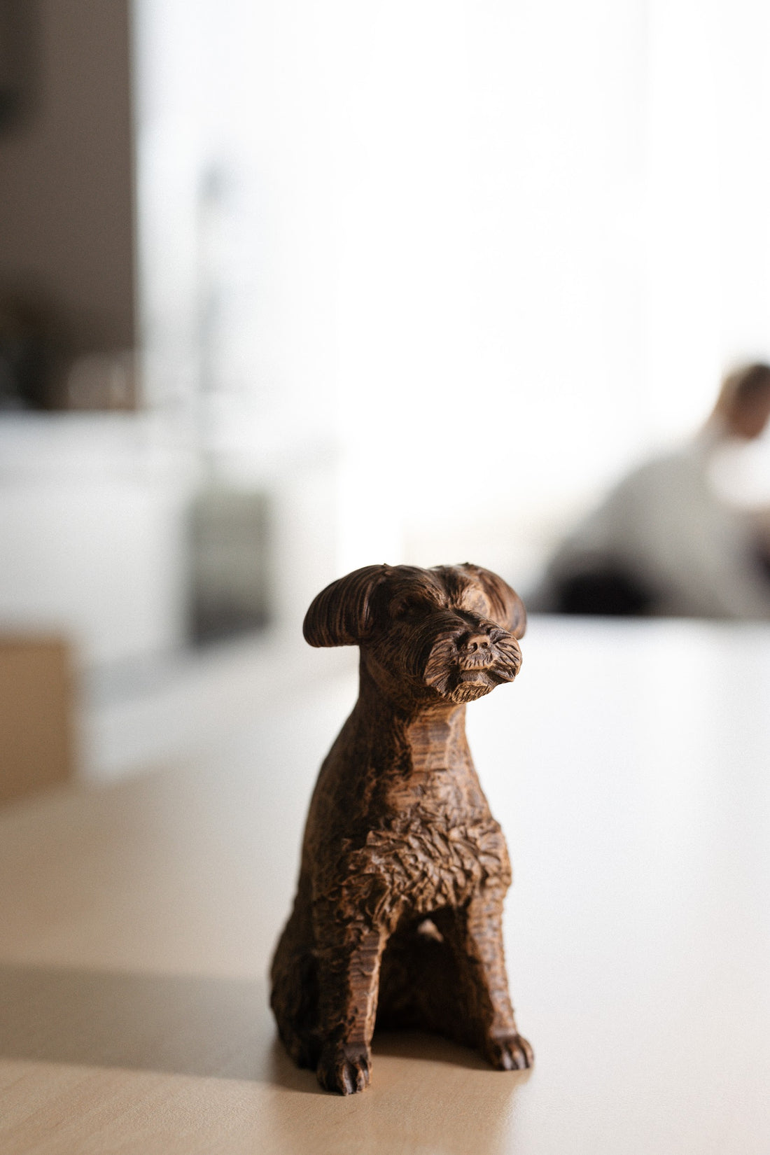 Schnauzer Wooden Figurine – Handcrafted Beechwood Dog Sculpture