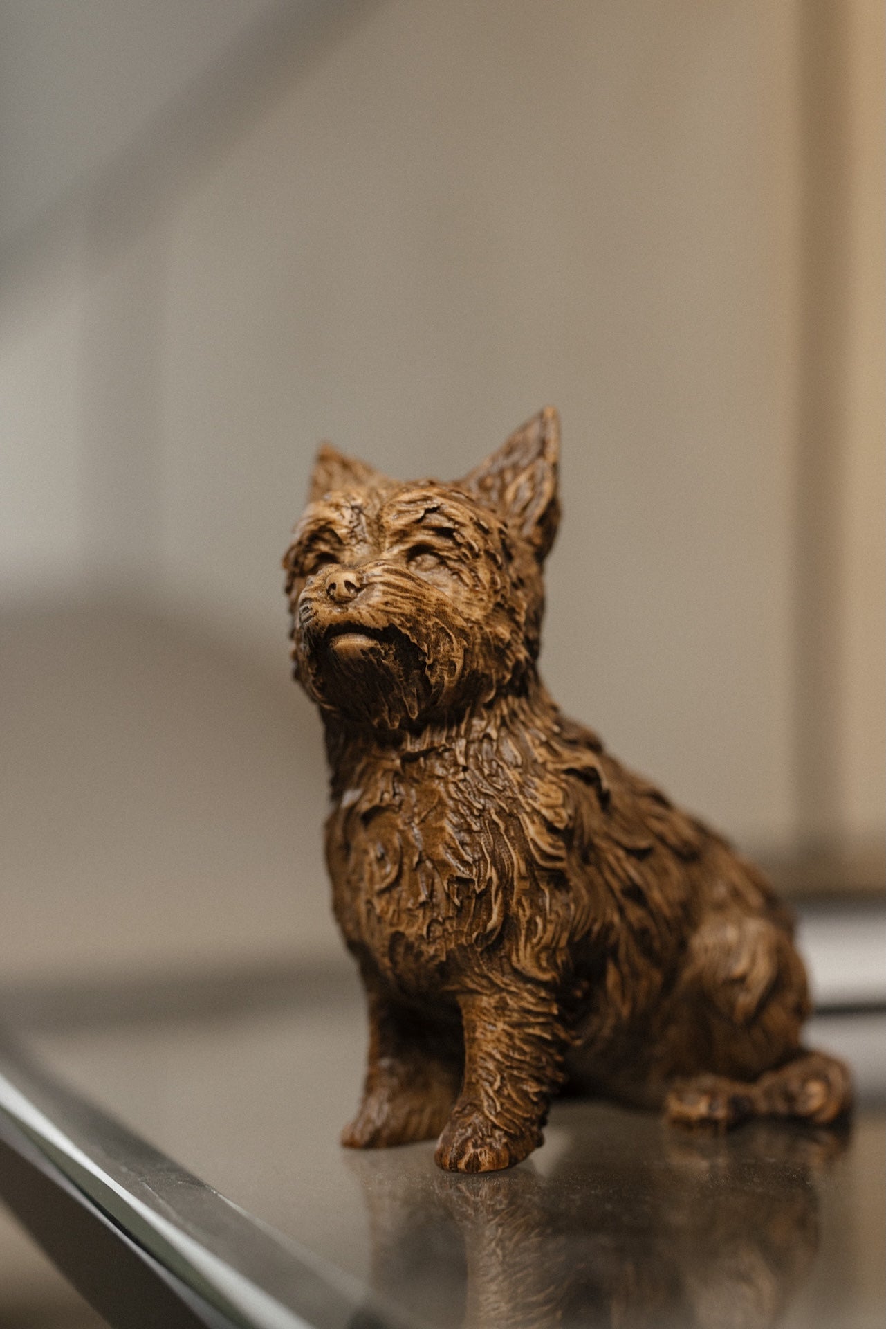 Yorkshire Terrier Puppy Wooden Figurine