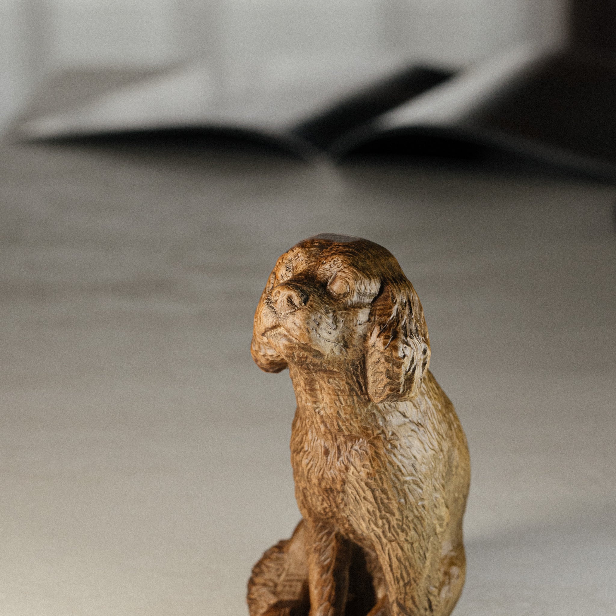 Handcrafted beech wood figurine of a Cavalier King Charles Spaniel