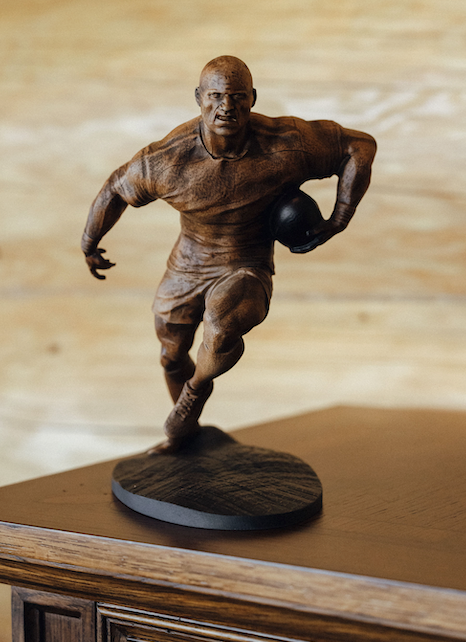 Footbooll Player Wood Statuette