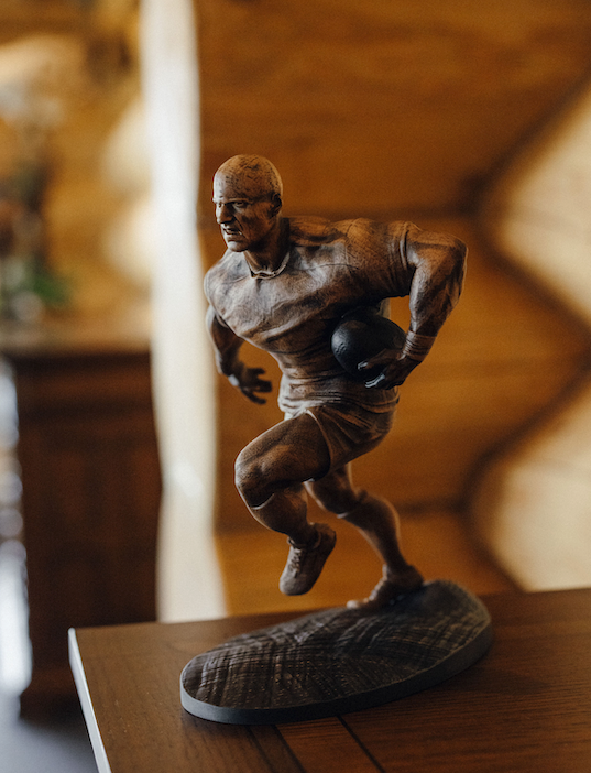 Footbooll Player Wood Statuette