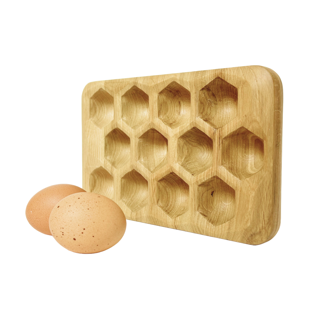 Natural Wooden Tray Holder for 12 Eggs