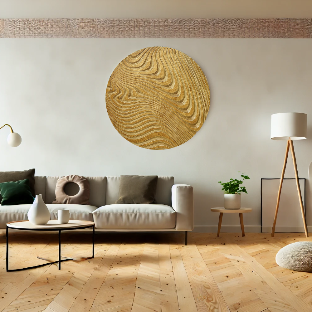 Carved Geometric Circle Wood Wall Art