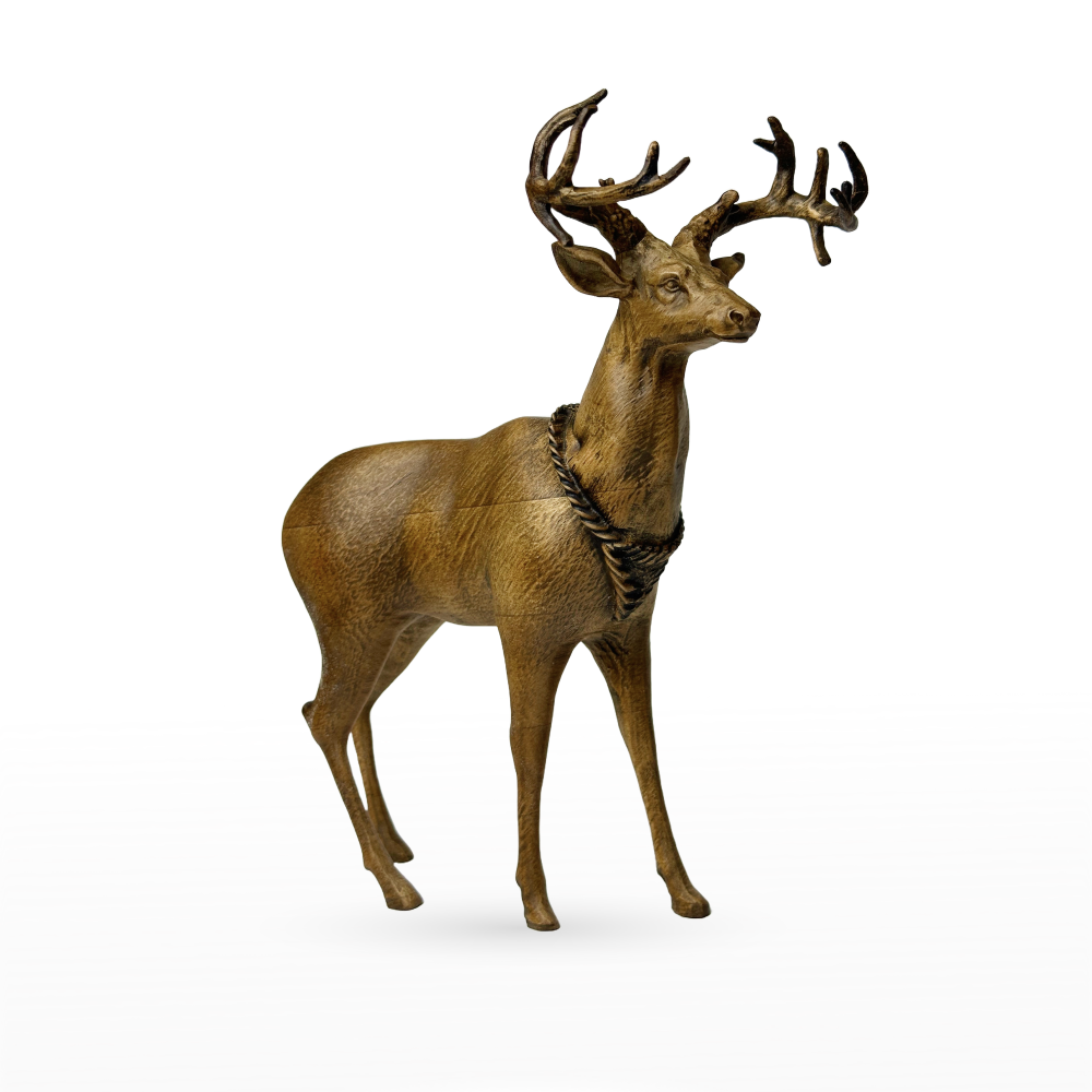 Handcarved Deer Wooden Figurine: Home Decorative Statuette