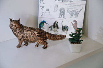 Solid Beech Wood Maine Coon Cat Figurine