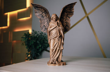 Solid Beech Wood Angel Figurine