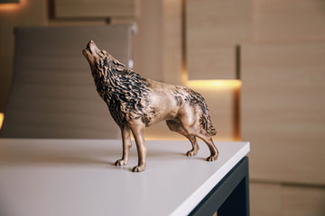 Solid Beech Wood Wolf Figurine