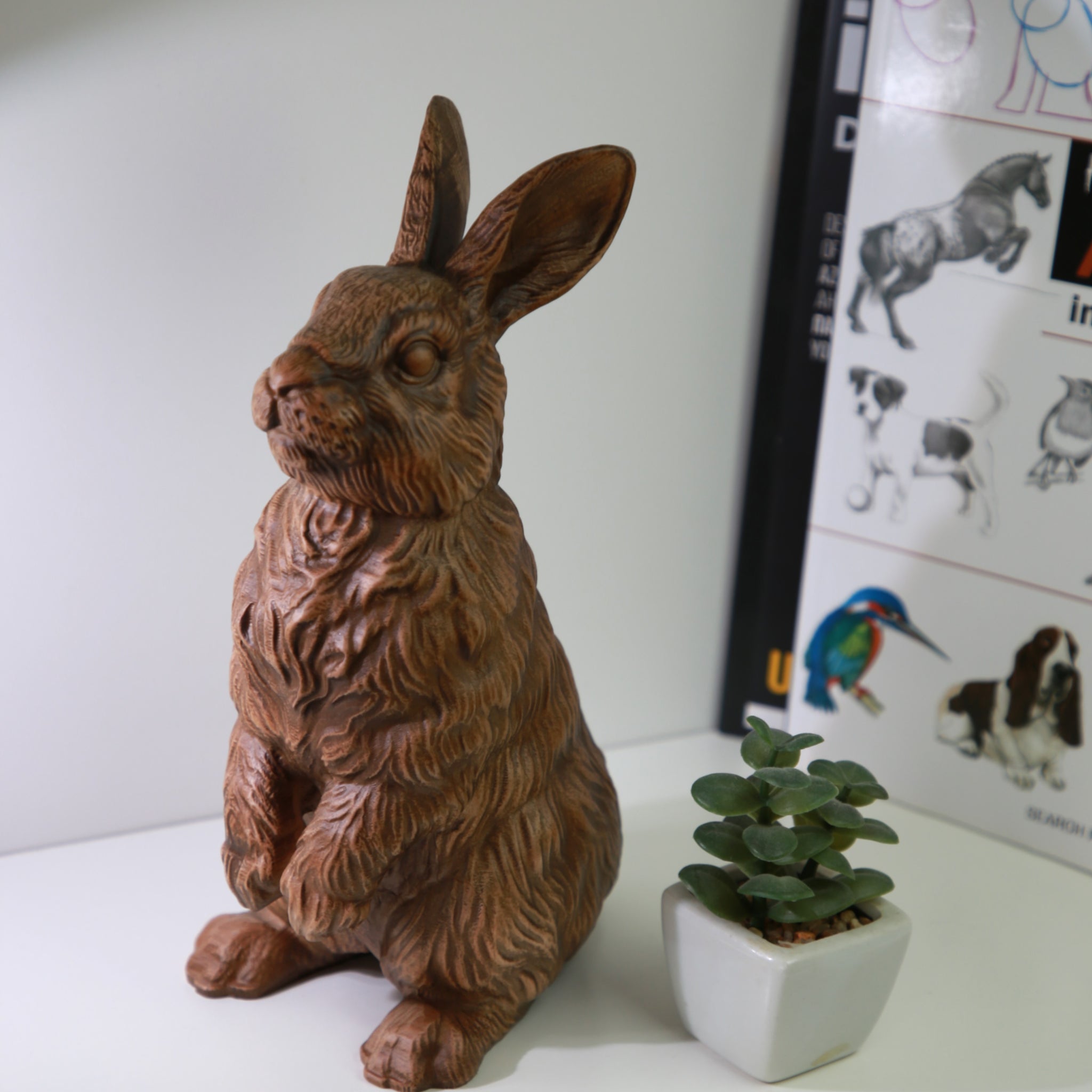 Hare Wooden Figurine – Handcrafted Beechwood Animal Sculpture