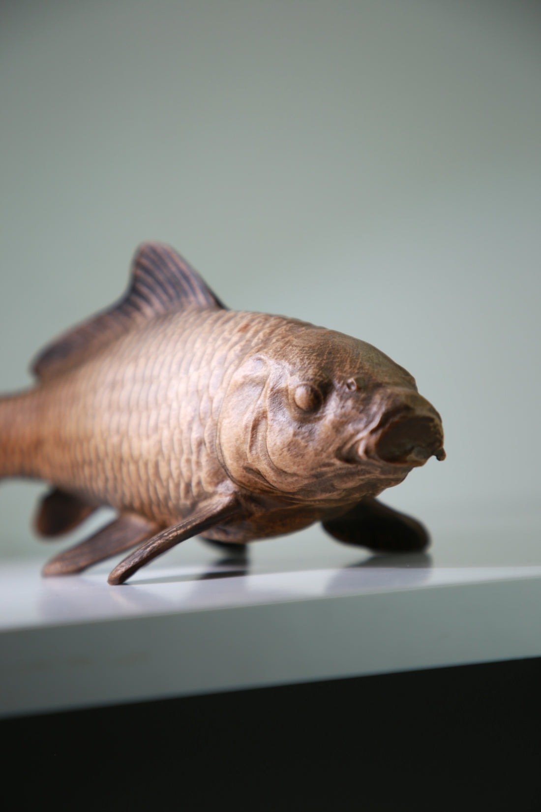 Carp Fish Wooden Figurine – Handcrafted Beechwood Sculpture