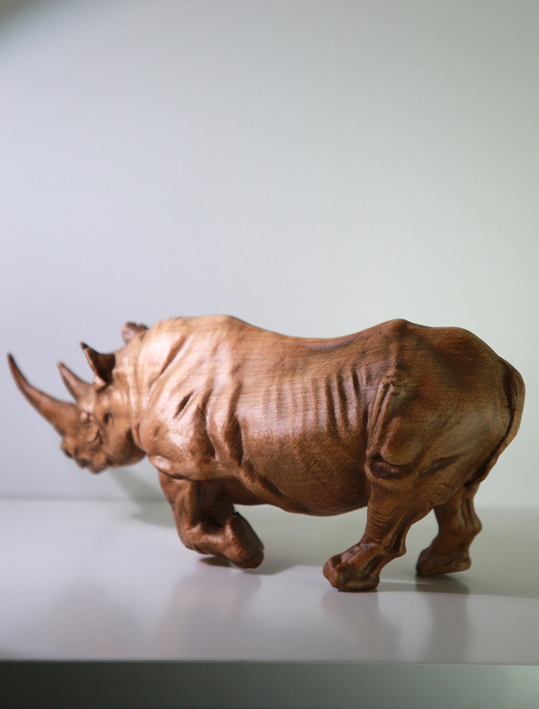 Wooden Rhinoceros Figurine