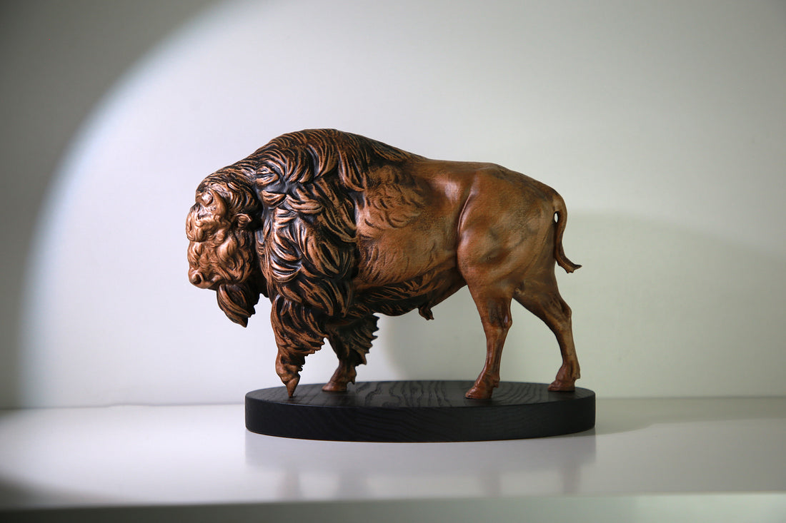 Bison Wooden Figurine