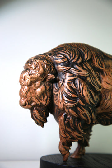 Bison Wooden Figurine