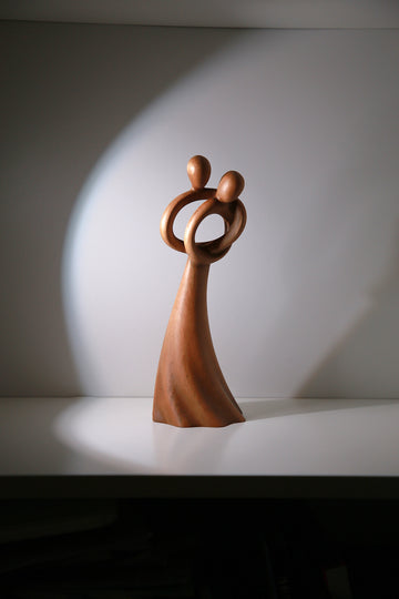 Pair Wood Anniversary Gift Statue For Wife Or Husband