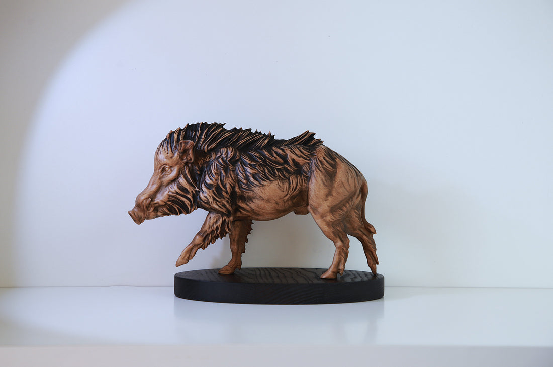 Wild Boar Wooden Figurine
