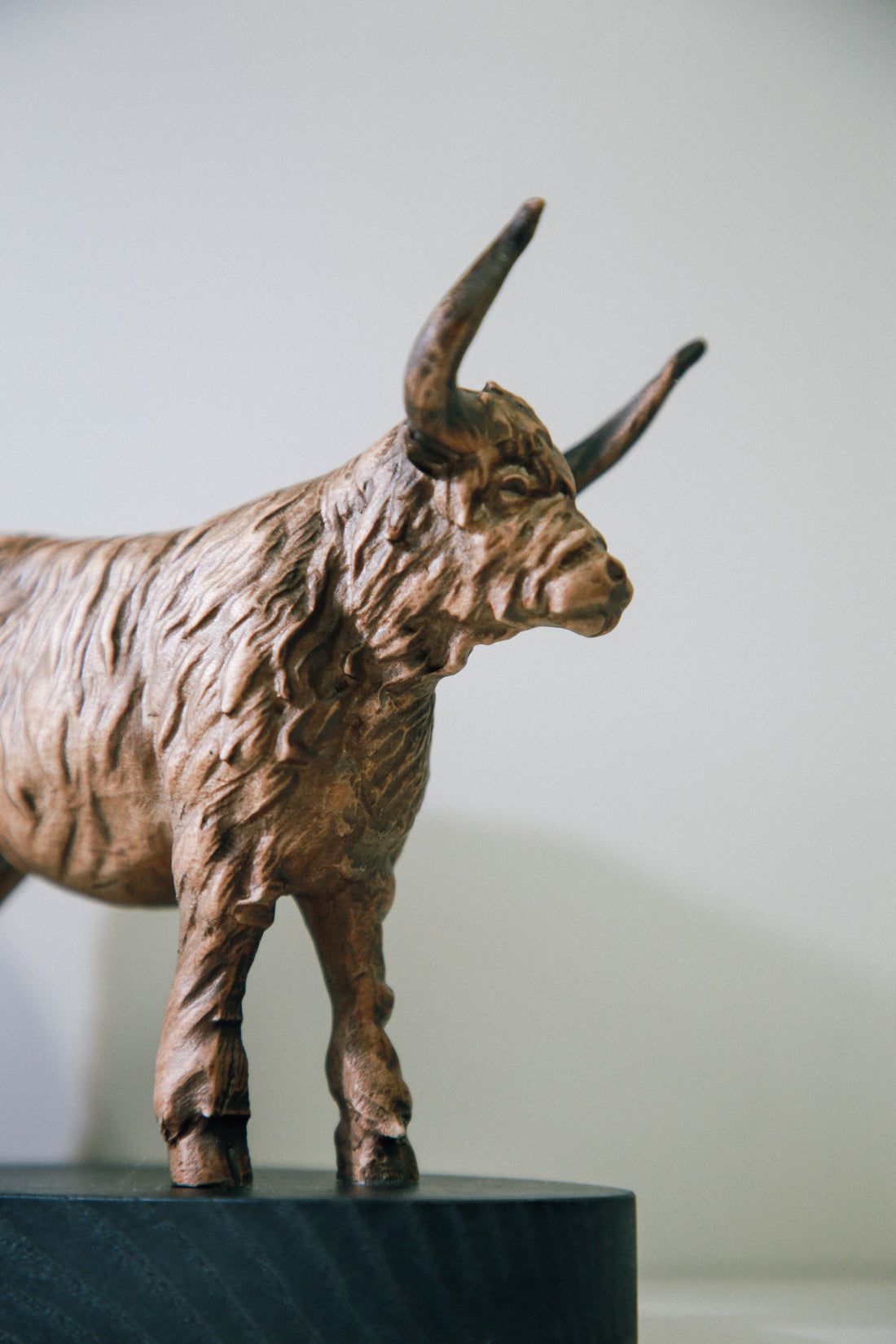 Solid Beech Wood Highland Bull Figurine