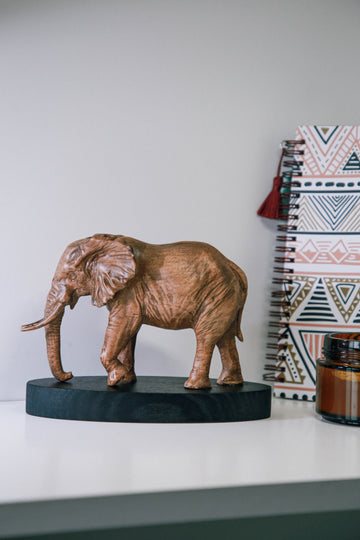 Solid Beech Wood Elephant Figurine