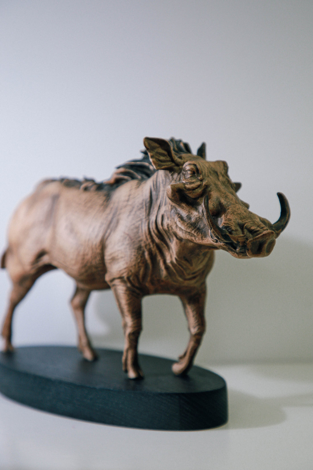 Solid Beech Wood Warthog Figurine
