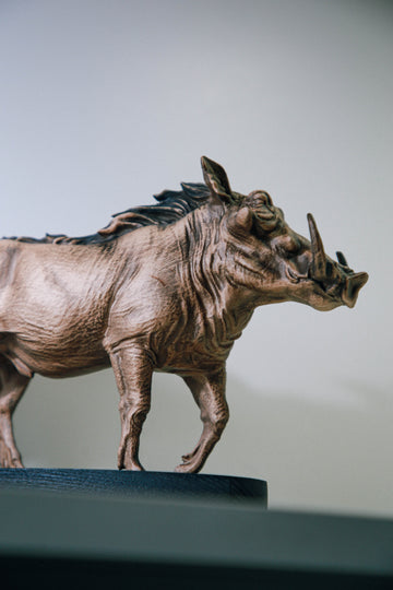Solid Beech Wood Warthog Figurine