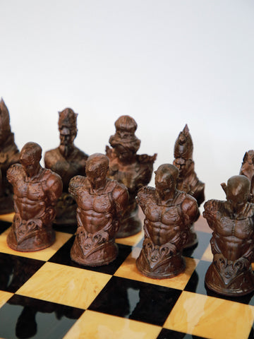 Handcrafted Wooden Chess Set – Walnut & Maple Pieces, Inlaid Board