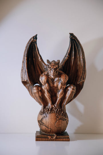 Solid Beech Wood Gargoyle Figurine