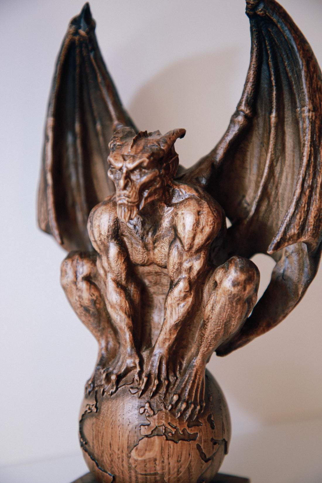 Solid Beech Wood Gargoyle Figurine