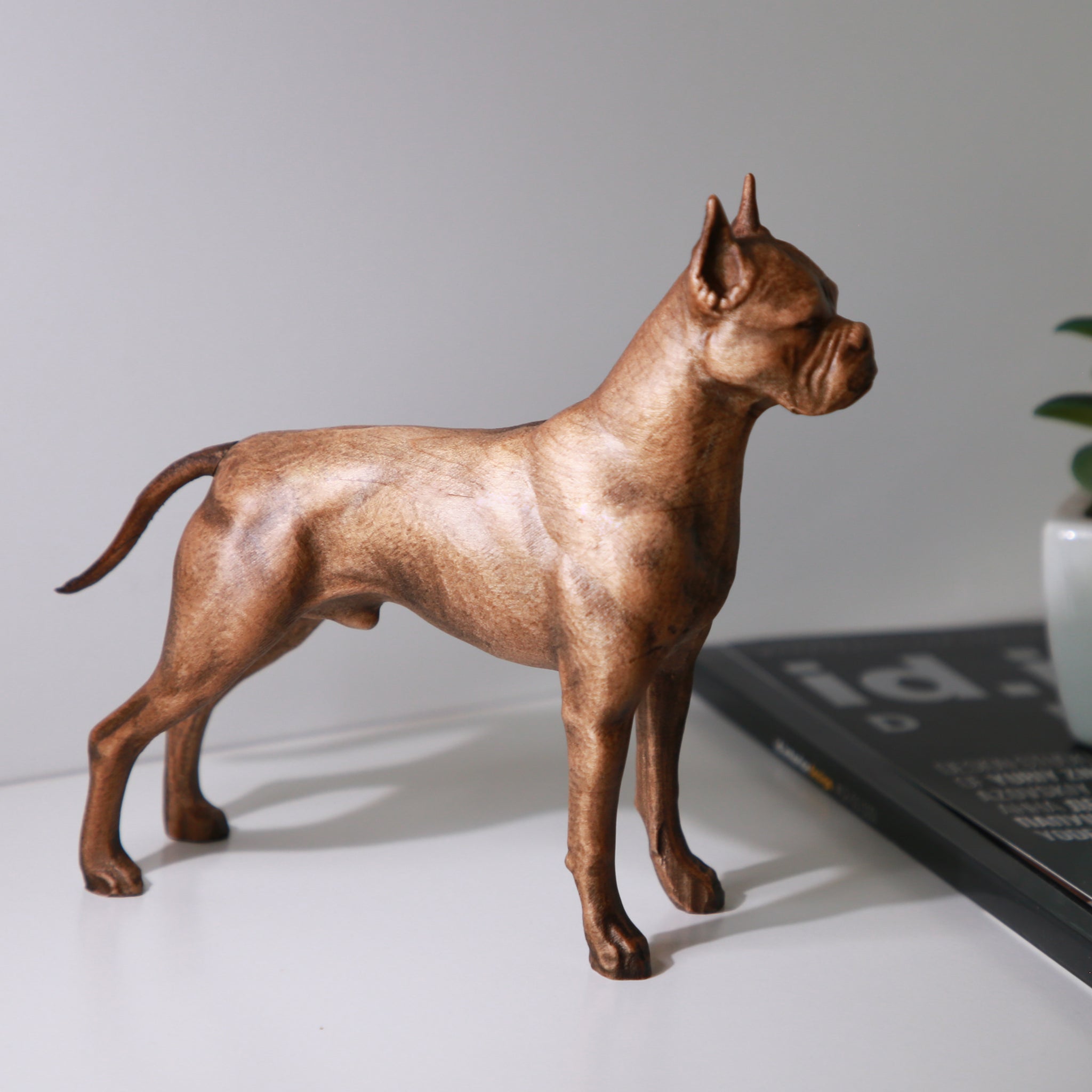 Boxer Wooden Figurine – Handcrafted Beechwood Dog Sculpture