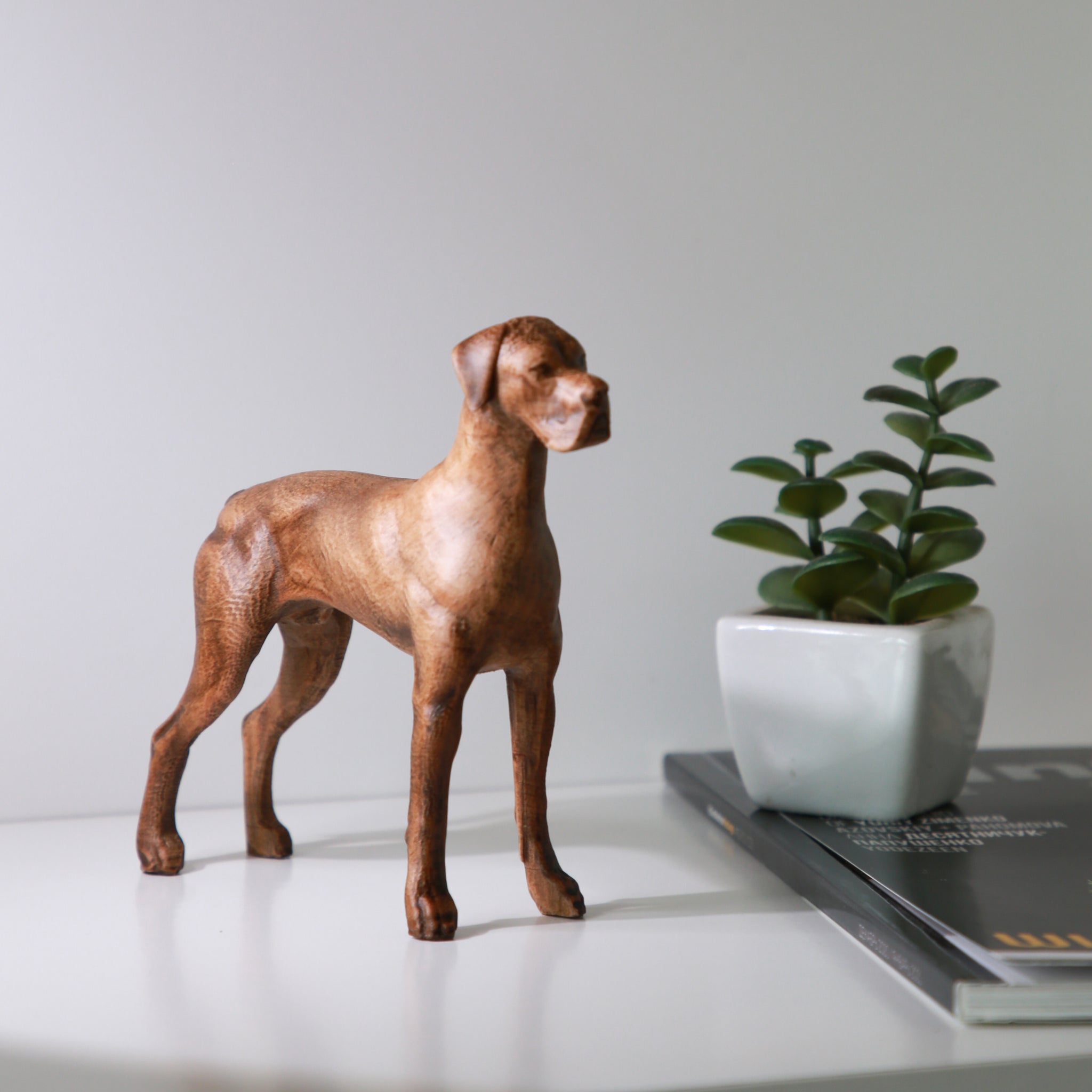 Great Dane Wooden Figurine – Handcrafted Beechwood Dog Sculpture