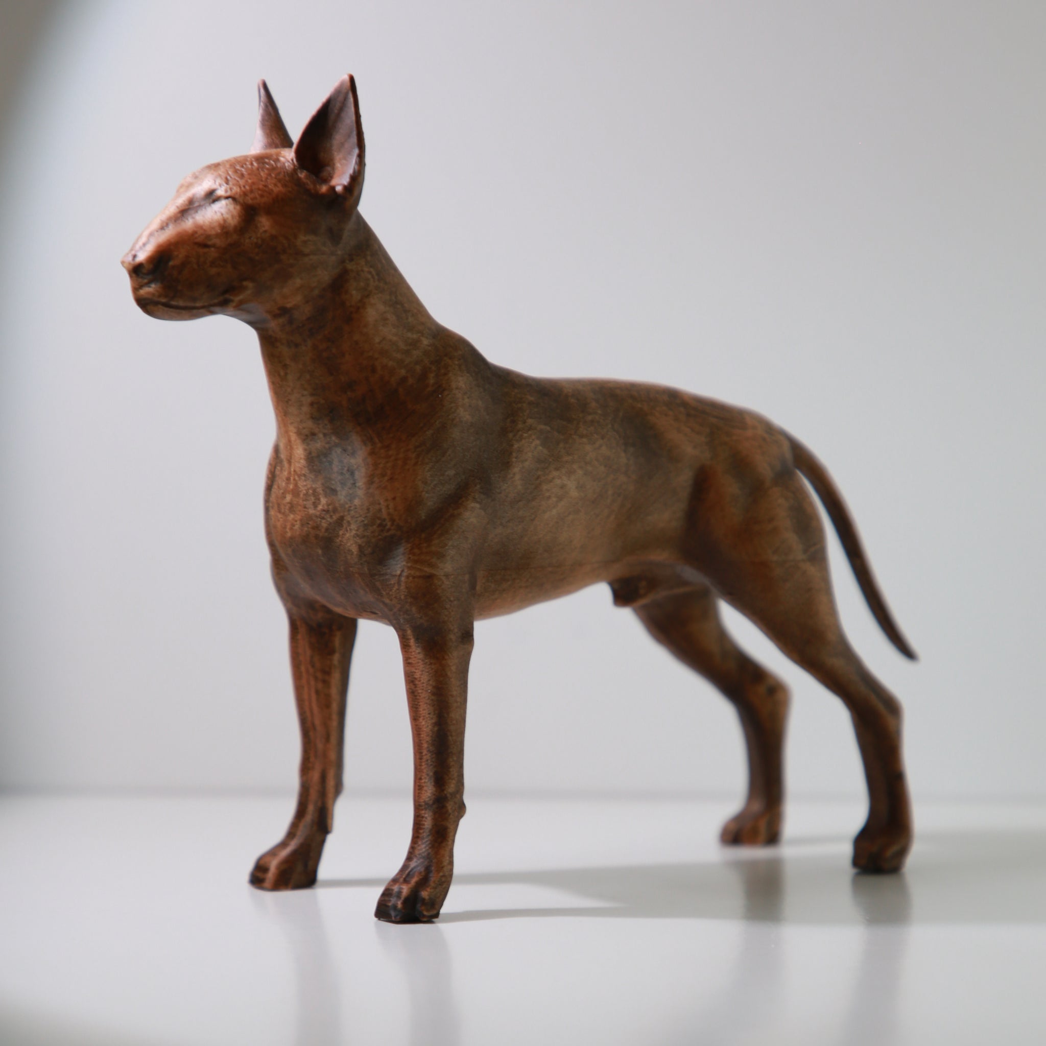 Bull Terrier Wooden Figurine – Handcrafted Beechwood Dog Sculpture