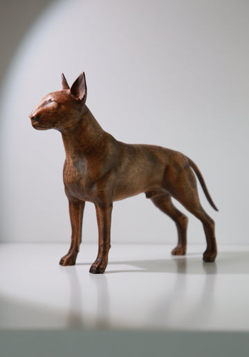 Bull Terrier Wooden Figurine – Handcrafted Beechwood Dog Sculpture