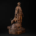 Wooden Statue an Officer with Dog, Statuette, Military Sculpture, Officer figurine, Anniversary and Birthday gift