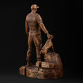 Wooden Statue an Officer with Dog, Statuette, Military Sculpture, Officer figurine, Anniversary and Birthday gift