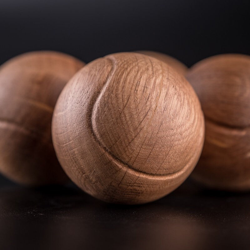 Tennis Decoration Set of 4 tennis wood balls of oak for tabletop & interior decor, Tennis Art, Tennis themed gifts